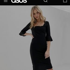 ISO Asos Black Scallop Midi Dress